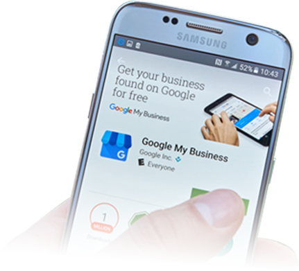 Mobile Screen Mockup showing how the best risk free website for business will show up on Google My Business